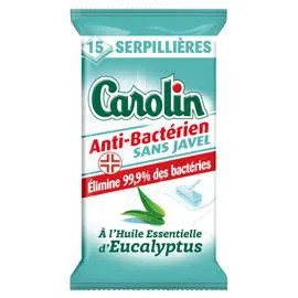 CAROLIN Serpillières sols anti-bactérien s/javel x15