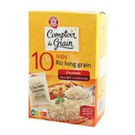 MARQUE REPÈRE, COMPTOIR DU GRAIN Riz long Sachet cuisson rapide x5 1kg