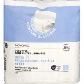 MONOPRIX Culottes Fuites Urinaires Mixtes Adulte Médium Taille 38-54 X12 x12
