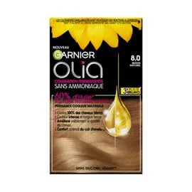 GARNIER, OLIA Coloration Cheveux Permanente Sans Amoniaque 8.0 Blond Naturel l'unité