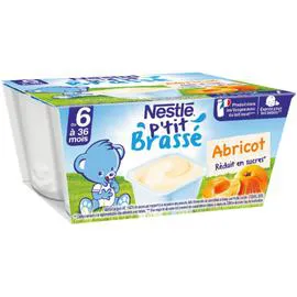NESTLÉ, P'TIT BRASSÉ Desserts bébé dès 6 mois, abricot 4x100g
