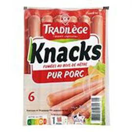 MARQUE REPÈRE, TRADILÈGE Knacks Fumées au bois - x6 210g