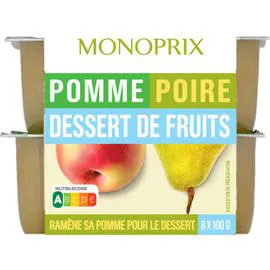 MONOPRIX Pomme poire dessert de fruits 8x100g