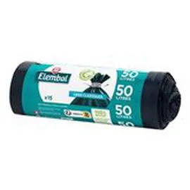 MARQUE REPÈRE, ELEMBAL Sacs poubelle 50L à liens classiques x15