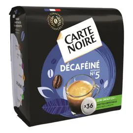 CARTE NOIRE Café dosettes compatibles Senseo décaféiné n°5 x36 250g