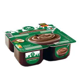 CARREFOUR Crème dessert chocolat saveur noisette 4x125g