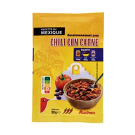 AUCHAN Assaisonnement pour chili con carne medium 30g