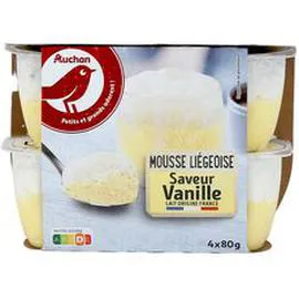 AUCHAN Mousse liégeoise à la vanille 4x80g
