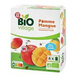 MARQUE REPÈRE, BIO VILLAGE Gourde Pomme Mangue Bio 4x90g