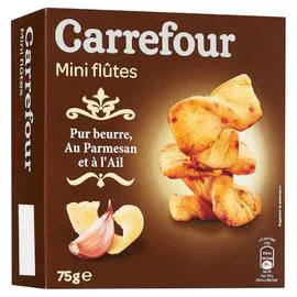 CARREFOUR Biscuits apéritifs Mini flûtes beurre au parmesan 75g