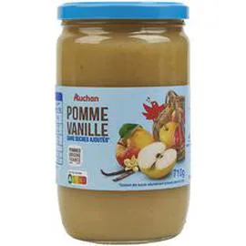 AUCHAN Compote pomme vanille sans sucres ajoutés en bocal 710g