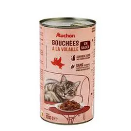 AUCHAN Bouchées en sauce à la volaille boite pour chat 1,2kg