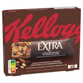 KELLOGG'S, EXTRA Barres céréales chocolat amandes 4x32g