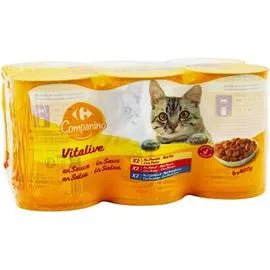 CARREFOUR COMPANINO Bouchées pour chat viandes & poisson 6x400g