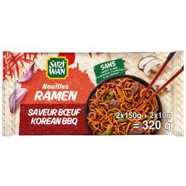 SUZI WAN Nouilles précuites wok ramen korean BBQ 2x160g