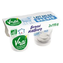 VRAI Yaourts bio brassé brebis nature 2x115g