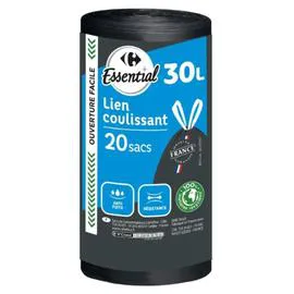 ESSENTIAL Sac poubelle à lien coulissant 30L x20