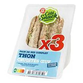 MARQUE REPÈRE, CÔTÉ SNACK Sandwich Club triple Thon Crudité Oeuf x3 230g