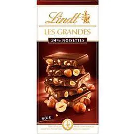 LINDT, LES GRANDES Tablette de chocolat noir Croquant Noisette 150g