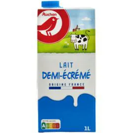 AUCHAN Lait demi-écrémé UHT 1l