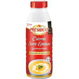 PRÉSIDENT Crème Entière Semi-épaisse Nappante Et Onctueuse 30% Mat.Gr. 1l