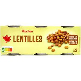 AUCHAN Lentilles 3x130g