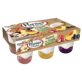 YOPLAIT, PANIER DE YOPLAIT Yaourt nature sur fruits de saison pomme poire marron 6x140g