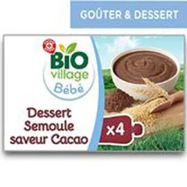 MARQUE REPÈRE, BIO VILLAGE Gourde - 8 mois Semoule Cacao 4x85g