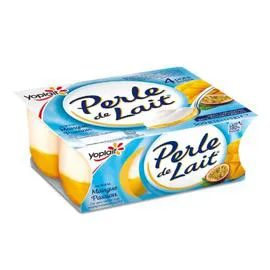 YOPLAIT, PERLE DE LAIT Yaourt sur lit de mangue passion 4x125g
