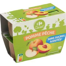CARREFOUR CLASSIC' Compote pomme pêche s/sucres ajoutés 4x100g