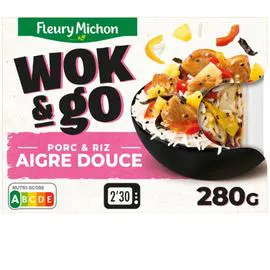 FLEURY MICHON Plat cuisiné Wok & Go Porc et Riz Aigre Douce 280g