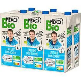 LES ELEVEURS VOUS DISENT MERCI BIO Lait UHT demi-écrémé BIO 6x1l
