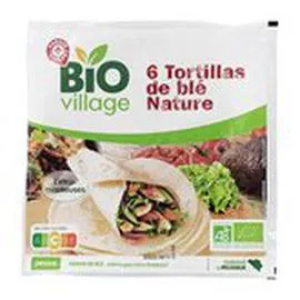 MARQUE REPÈRE, BIO VILLAGE Tortillas de blé nature Bio - x6 240g