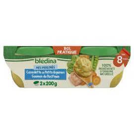 BLÉDINA Plat bébé dès 8 mois cassolettes de petits légumes saumon 2x200g
