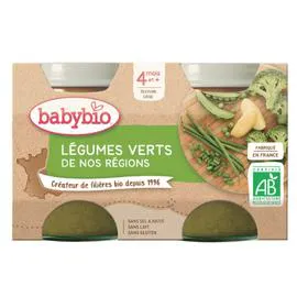 BABYBIO Petit pot bébé dès 4 mois, légumes verts 2x130g