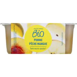 MONOPRIX BIO Purée de pomme pêche mangue sans sucres ajoutés bio 400g