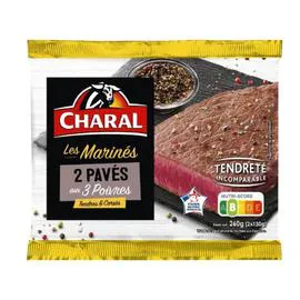 CHARAL Pavés de boeuf marinés 3 poivres 2x130g