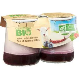 CARREFOUR BIO Yaourt de brebis myrtille Bio 2x125g
