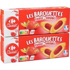CARREFOUR CLASSIC' Biscuits barquettes fraise 2x120g