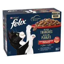 PURINA Aliment pour chat délices tranchés avec des effilés en gelée sélection campagne 960g