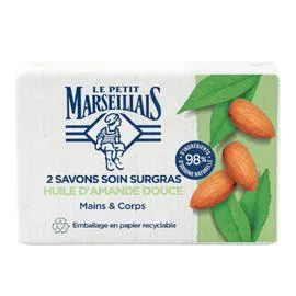 LE PETIT MARSEILLAIS Savon Mains Et Corps Soin Surgras À L'Huile D'Amande Douce 2x100g