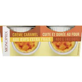 MONOPRIX Crème caramel cuite et dorée au four 400g