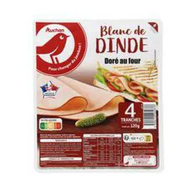 AUCHAN Blanc de dinde doré au four 120g