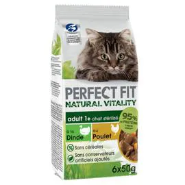 PERFECT FIT Pâtée pour chat adulte stérilisé au poulet et à la dinde pour 6x50g