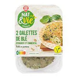 MARQUE REPÈRE, NAT & VIE Galettes blé épinard fromage 2x100g