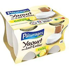 PÂTURAGES Yaourt au lait entier saveur citron 500g