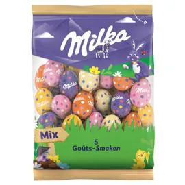 MILKA Petits oeufs chocolat au lait assortiment mix 5 goûts 350g