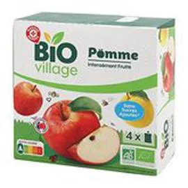 MARQUE REPÈRE, BIO VILLAGE Gourdes pomme Bio 4x90g