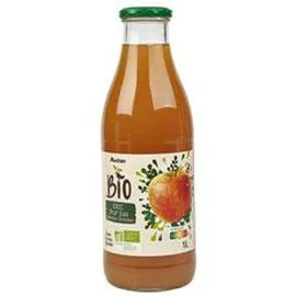 AUCHAN BIO Pur jus de pomme trouble bouteille verre 1l