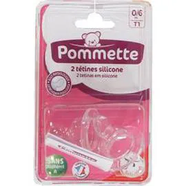 POMMETTE Tétines silicone physiologiques Taille 1 x2